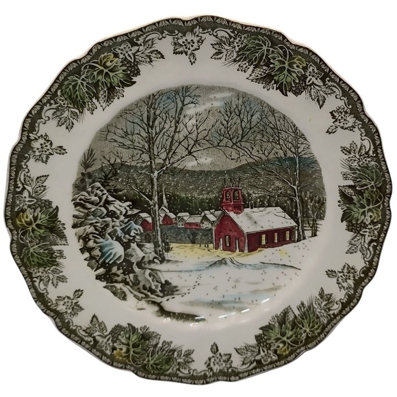 Vintage Johnson Brothers Friendly Village School House Dinner Plate Made England - Picture 1 of 11